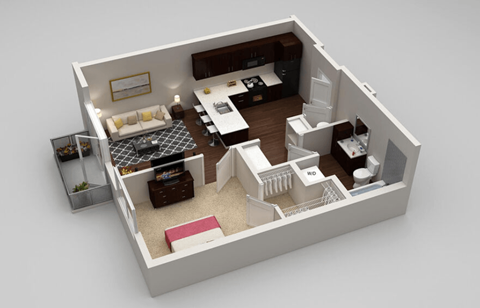 Davis 1 bed 1 bath at Highland Row Apartments, Tennessee